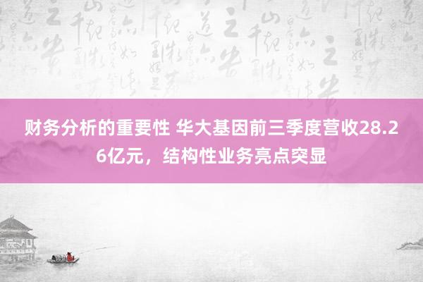 财务分析的重要性 华大基因前三季度营收28.26亿元，结构性业务亮点突显