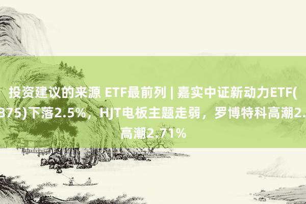 投资建议的来源 ETF最前列 | 嘉实中证新动力ETF(159875)下落2.5%，HJT电板主题走弱，罗博特科高潮2.71%