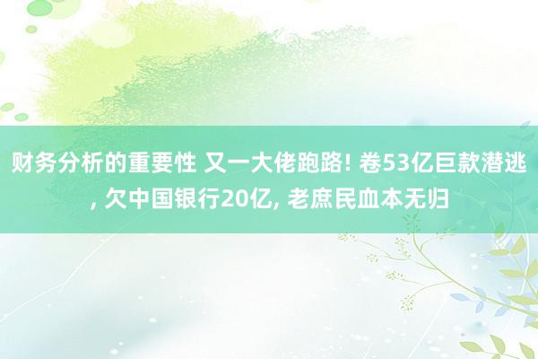 财务分析的重要性 又一大佬跑路! 卷53亿巨款潜逃, 欠中国银行20亿, 老庶民血本无归