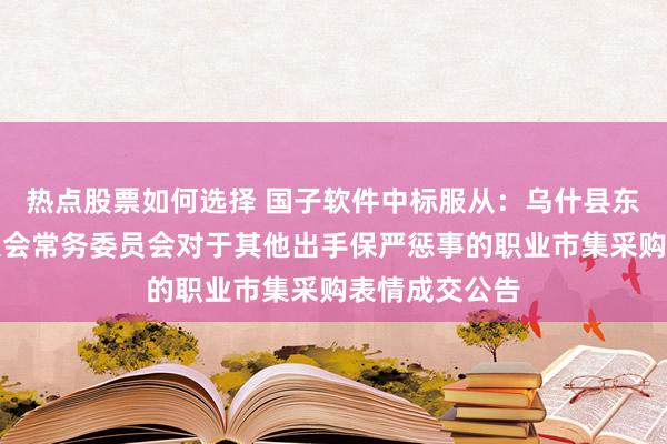 热点股票如何选择 国子软件中标服从：乌什县东谈主民代表大会常务委员会对于其他出手保严惩事的职业市集采购表情成交公告