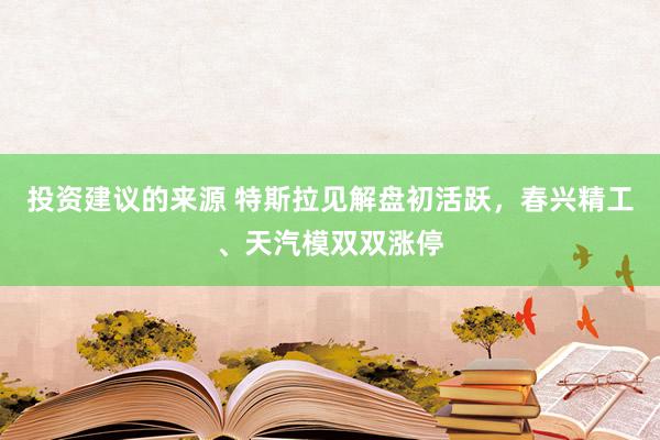 投资建议的来源 特斯拉见解盘初活跃，春兴精工、天汽模双双涨停