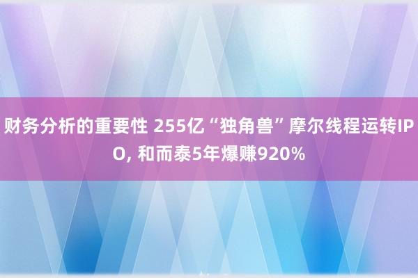 财务分析的重要性 255亿“独角兽”摩尔线程运转IPO, 和而泰5年爆赚920%