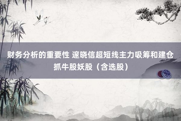 财务分析的重要性 邃晓信超短线主力吸筹和建仓抓牛股妖股（含选股）