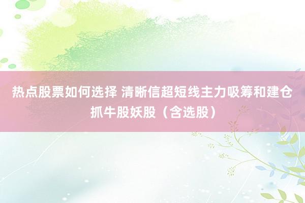 热点股票如何选择 清晰信超短线主力吸筹和建仓抓牛股妖股（含选股）