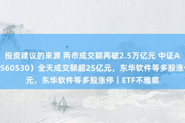 投资建议的来源 两市成交额再破2.5万亿元 中证A500ETF摩根（560530）全天成交额超25亿元，东华软件等多股涨停丨ETF不雅察