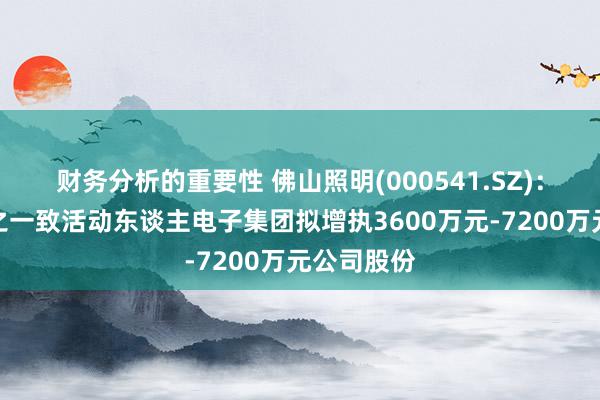 财务分析的重要性 佛山照明(000541.SZ)：控股鼓励之一致活动东谈主电子集团拟增执3600万元-7200万元公司股份