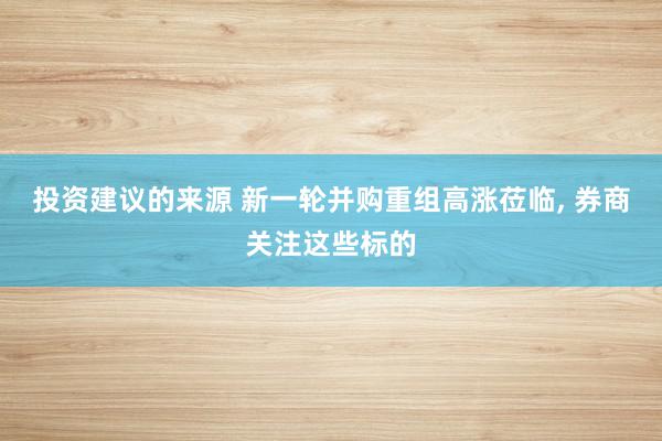 投资建议的来源 新一轮并购重组高涨莅临, 券商关注这些标的