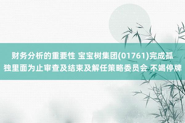 财务分析的重要性 宝宝树集团(01761)完成孤独里面为止审查及结束及解任策略委员会 不竭停牌