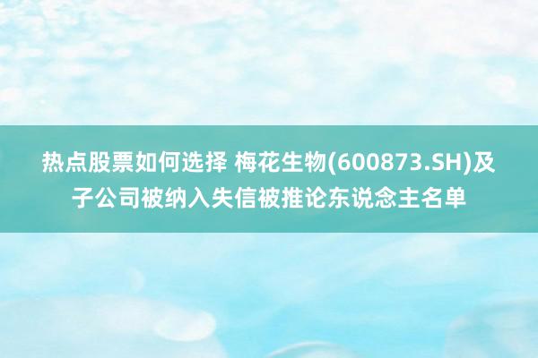 热点股票如何选择 梅花生物(600873.SH)及子公司被纳入失信被推论东说念主名单