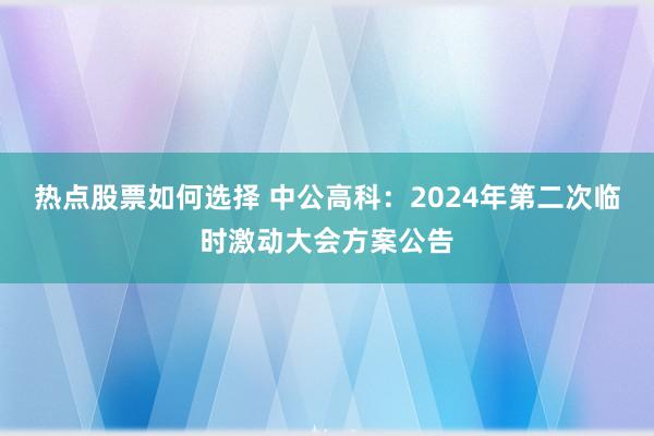 热点股票如何选择 中公高科：2024年第二次临时激动大会方案公告