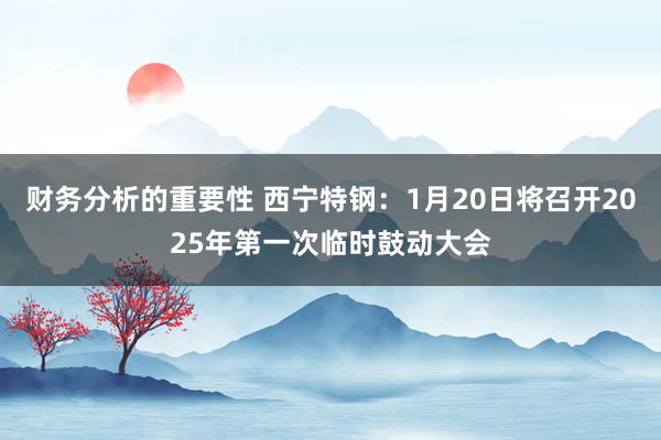 财务分析的重要性 西宁特钢：1月20日将召开2025年第一次临时鼓动大会