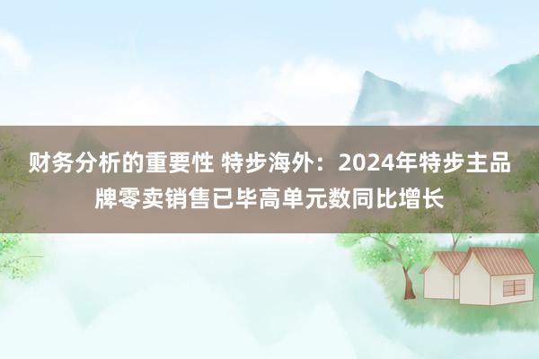 财务分析的重要性 特步海外：2024年特步主品牌零卖销售已毕高单元数同比增长