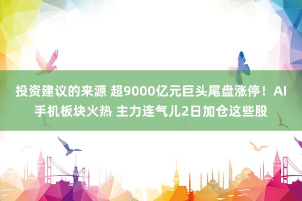 投资建议的来源 超9000亿元巨头尾盘涨停！AI手机板块火热 主力连气儿2日加仓这些股