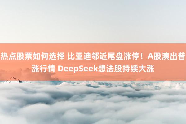 热点股票如何选择 比亚迪邻近尾盘涨停！A股演出普涨行情 DeepSeek想法股持续大涨