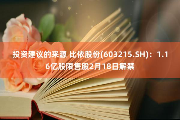 投资建议的来源 比依股份(603215.SH)：1.16亿股限售股2月18日解禁