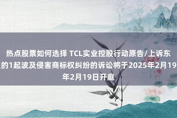 热点股票如何选择 TCL实业控股行动原告/上诉东说念主的1起波及侵害商标权纠纷的诉讼将于2025年2月19日开庭