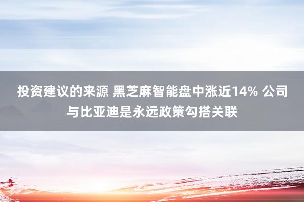 投资建议的来源 黑芝麻智能盘中涨近14% 公司与比亚迪是永远政策勾搭关联