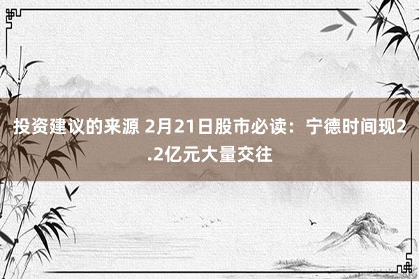 投资建议的来源 2月21日股市必读：宁德时间现2.2亿元大量交往