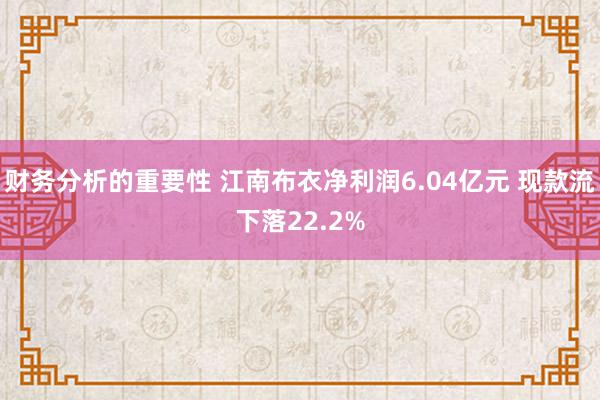 财务分析的重要性 江南布衣净利润6.04亿元 现款流下落22.2%