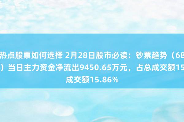 热点股票如何选择 2月28日股市必读：钞票趋势（688318）当日主力资金净流出9450.65万元，占总成交额15.86%