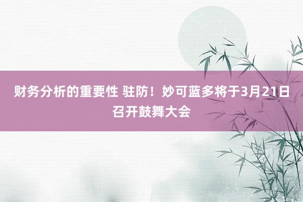 财务分析的重要性 驻防！妙可蓝多将于3月21日召开鼓舞大会