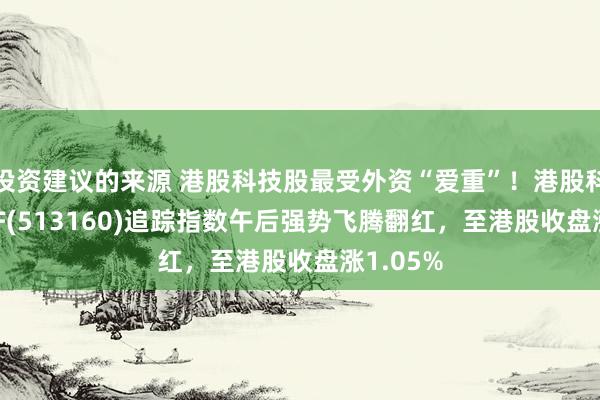 投资建议的来源 港股科技股最受外资“爱重”！港股科技30ETF(513160)追踪指数午后强势飞腾翻红，至港股收盘涨1.05%