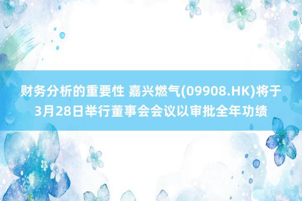 财务分析的重要性 嘉兴燃气(09908.HK)将于3月28日举行董事会会议以审批全年功绩