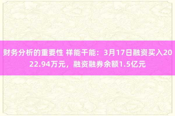 财务分析的重要性 祥能干能：3月17日融资买入2022.94万元，融资融券余额1.5亿元