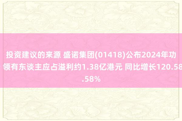 投资建议的来源 盛诺集团(01418)公布2024年功绩 领有东谈主应占溢利约1.38亿港元 同比增长120.58%